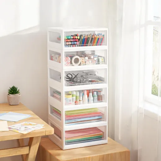 Drawer storage tower for craft supplies