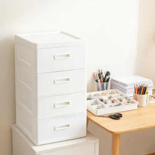 Four drawer narrow storage chest