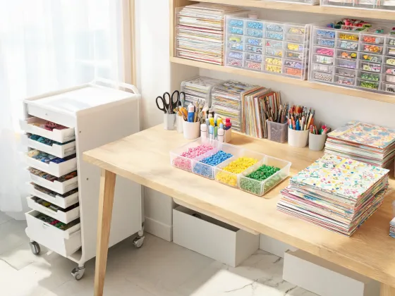 Creative studio drawer organization